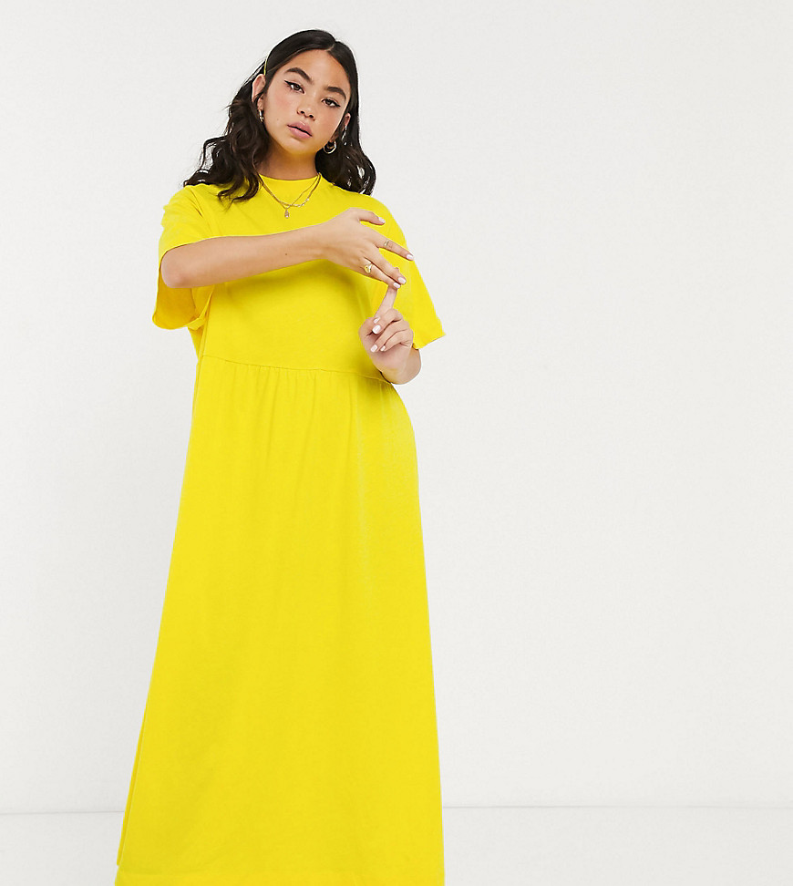 COLLUSION - Lange aangerimpelde jurk in geel