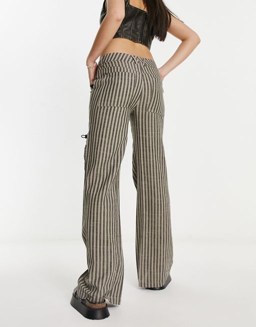 PacSun Brown Striped Linen Pants