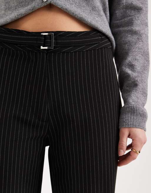 COLLUSION - Lavtaljede sorte bukser med nålestriber, 3 af 5
