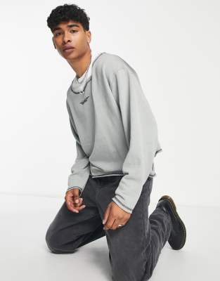 COLLUSION layered crew neck sweatshirt in grey | ASOS