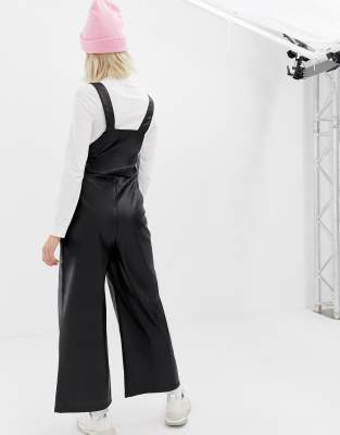 leather look dungarees