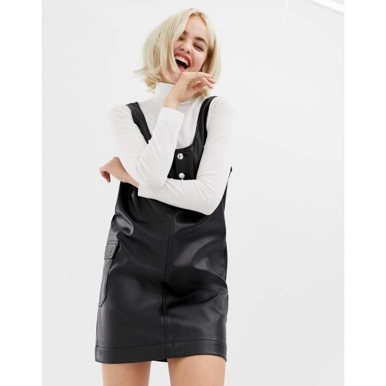 COLLUSION leather look pinny dress ASOS