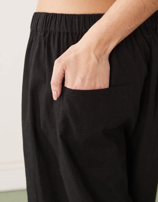 COLLUSION – Legere Hose in Schwarz mit Leinen und XL-Ballonschnitt, 5 von 5