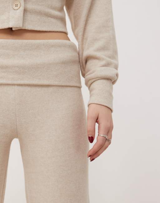 COLLUSION - Leggings comodi color avena con vita risvoltata in coordinato, 3 di 5