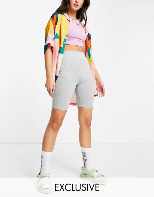 COLLUSION - Leggingshort van katoen in gemêleerd grijs - GREY