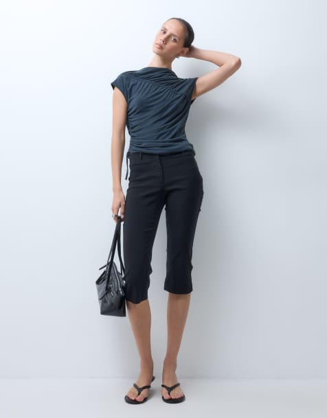COLLUSION legginsy bengaline longline capri w czerni - view 1