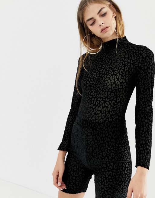 COLLUSION leopard burnout velvet body