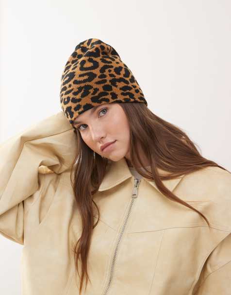 COLLUSION leopard print beanie in multi - view 1