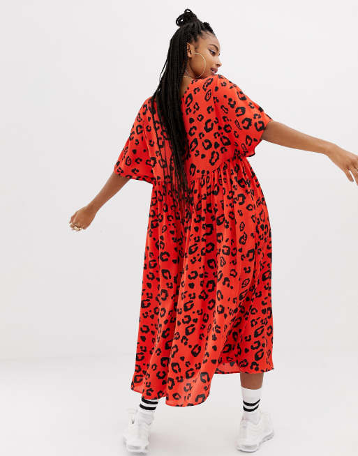 Asos red animal store print dress