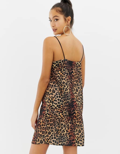 COLLUSION leopard print mini cami dress