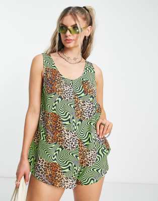 COLLUSION leopard print open side playsuit in multi | ASOS