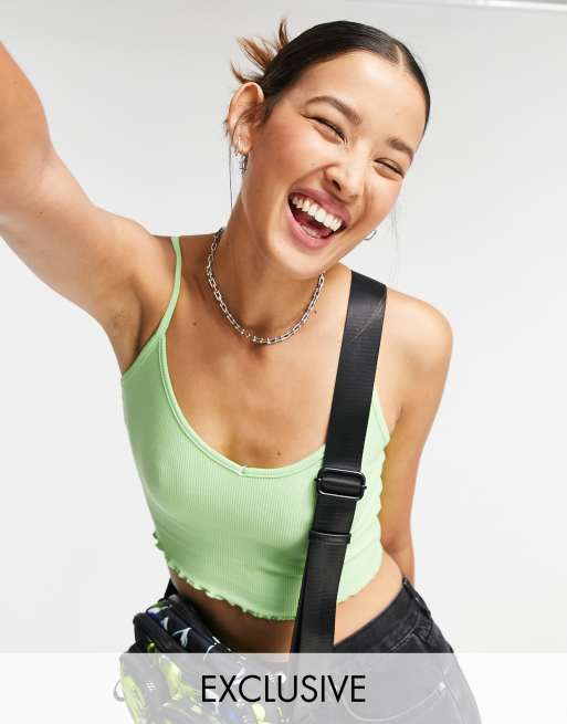 COLLUSION lettuce edge bralette in apple green