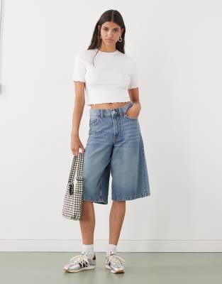 Collusion Lettuce Edge Ribbed T-shirt In White