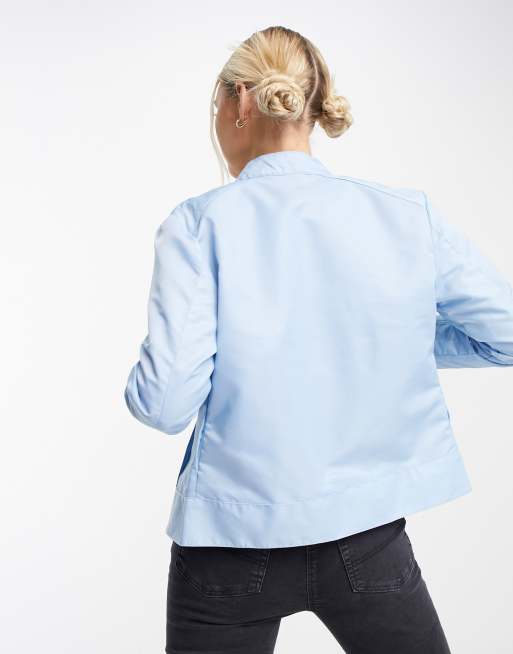 COLLUSION lightweight nylon biker jacket in baby blue