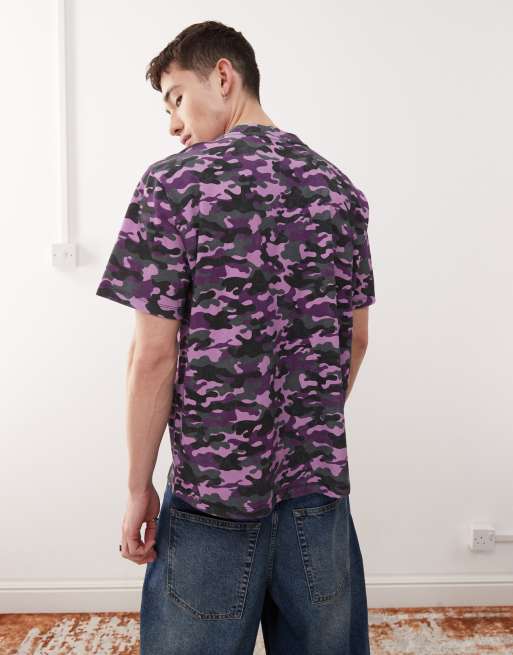 COLLUSION - Lilla skater-T-shirt med camouflage-print i firkantet pasform, 4 af 4