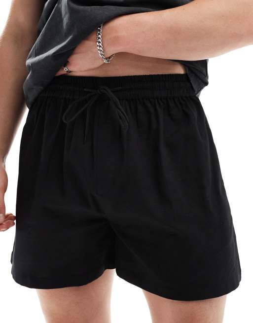  COLLUSION linen beach short in black