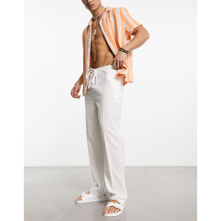 Asos white clearance linen trousers