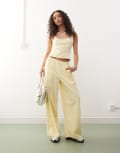 [Collusion] COLLUSION linen-blend XL baggy pants in buttermilk-Yellow 16 Buttermilk