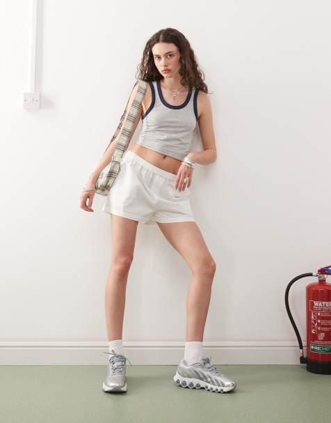 COLLUSION linen boxer short in white - view 1
