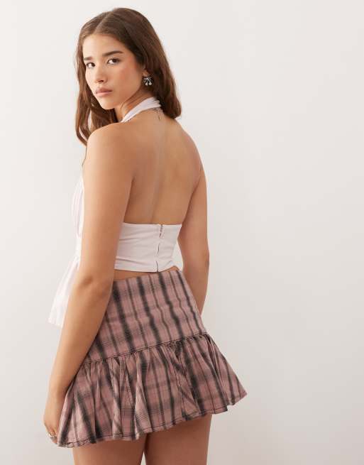 COLLUSION linen look top in baby pink, 4 of 4