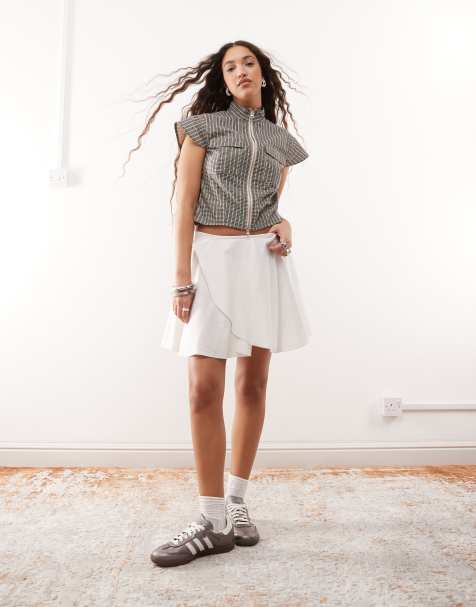 COLLUSION linen look wrap mini skirt - view 1