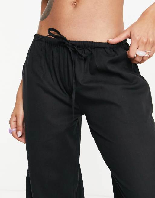 Black linen beach clearance pants