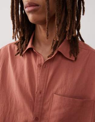 Collusion Linen Mix Blend Short Sleeve Shirt
