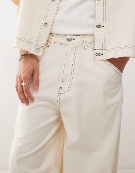 COLLUSION linen mix oversized balloon pants in ecru - part