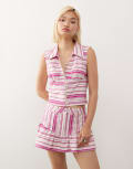 [Collusion] COLLUSION linen top in pink stripe 18 Pink Stripe