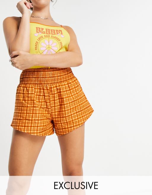 COLLUSION - Linnen short met gingham ruit in jaren 70-stijl