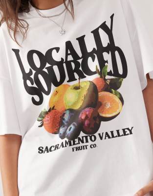 Collusion Locally Sourced Fruits Tee-white In White