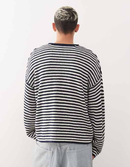 COLLUSION – Locker geschnittener Oversize-Feinstrickpullover mit Streifen , 3 von 5