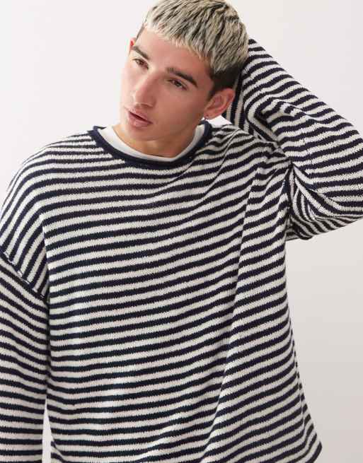 COLLUSION – Locker geschnittener Oversize-Feinstrickpullover mit Streifen , 5 von 5