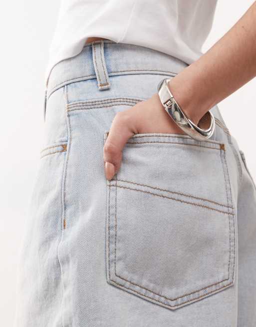 COLLUSION – Locker sitzende Jeans-Jorts in heller Waschung, 2 von 5