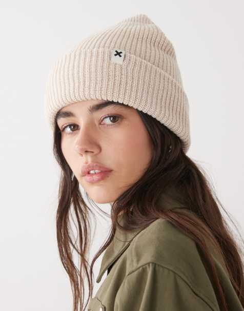 COLLUSION logo beanie in cream - view 1