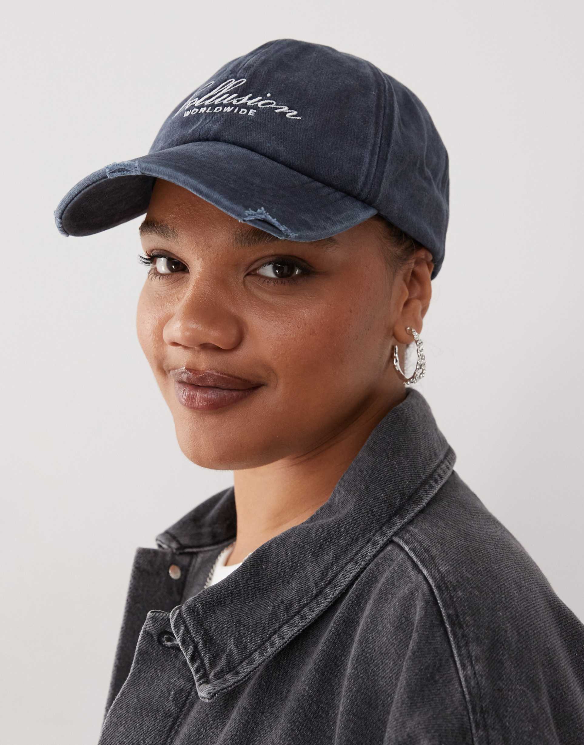 collusion logo distress cap in blue