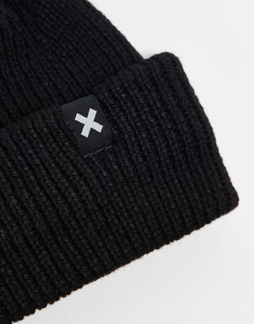 COLLUSION logo fisherman beanie in black