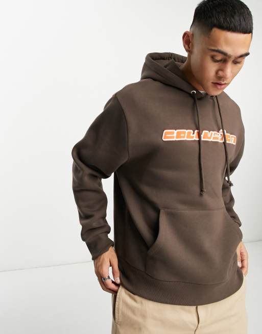 COLLUSION logo hoodie in dark brown