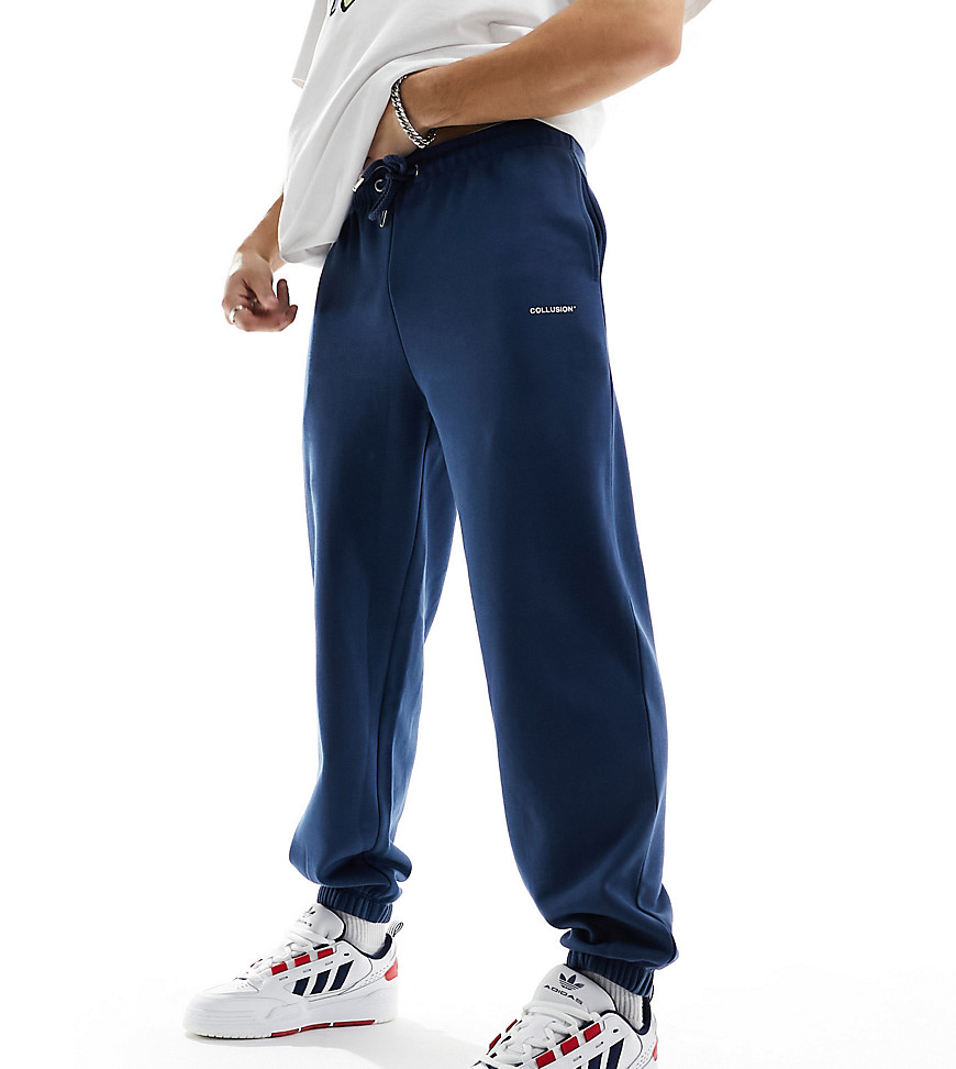 COLLUSION Logo joggers in navy blue