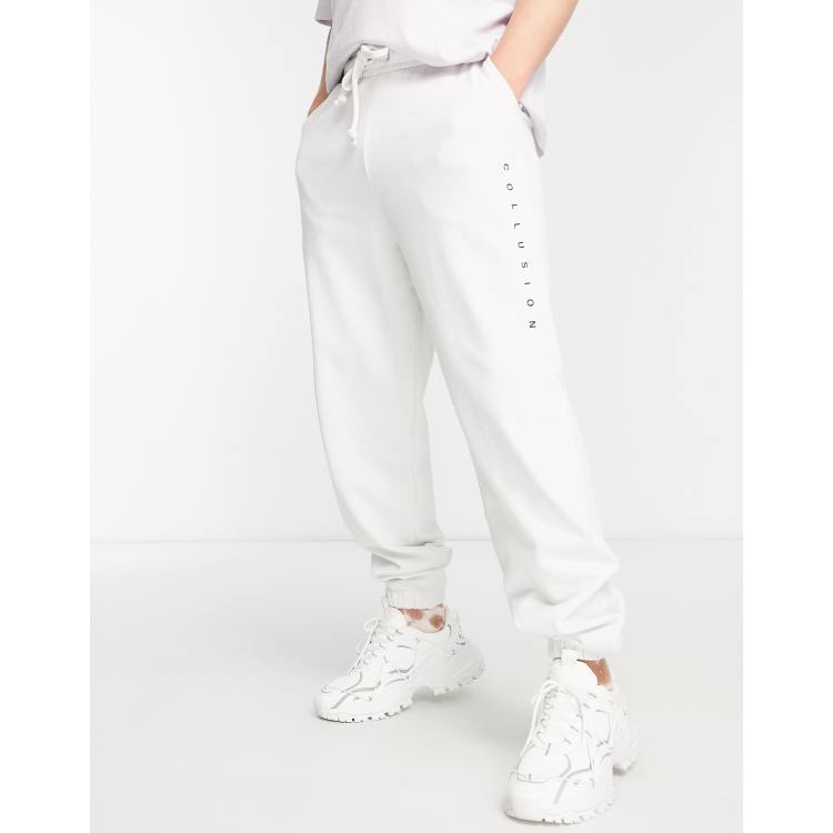 COLLUSION logo joggers in white