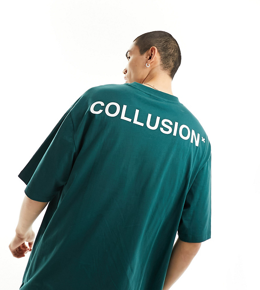 COLLUSION Logo printed t-shirt in green