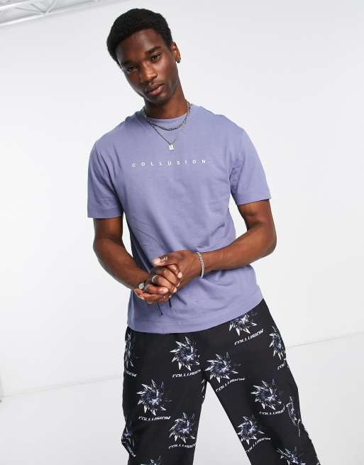 COLLUSION logo t-shirt in blue, 3 of 4