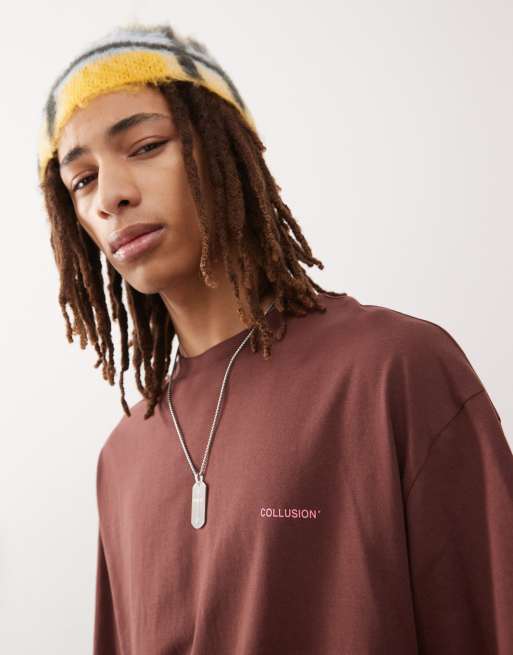 COLLUSION logo T-shirt in brown