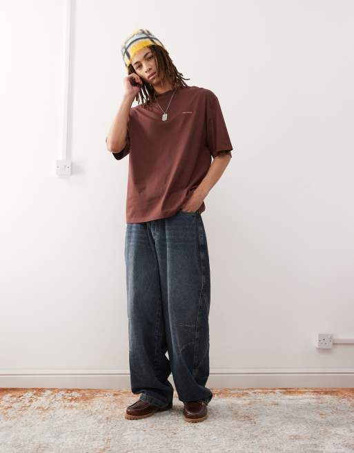 COLLUSION logo T-shirt in brown