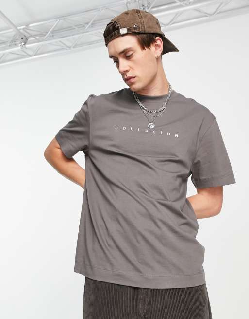 COLLUSION logo T-shirt in charcoal | ASOS