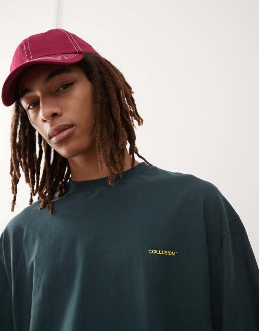 COLLUSION logo t-shirt in dark green