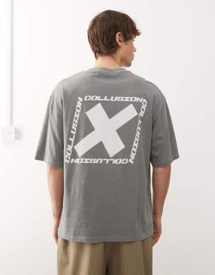 Collusion Logo T-shirt In Gray