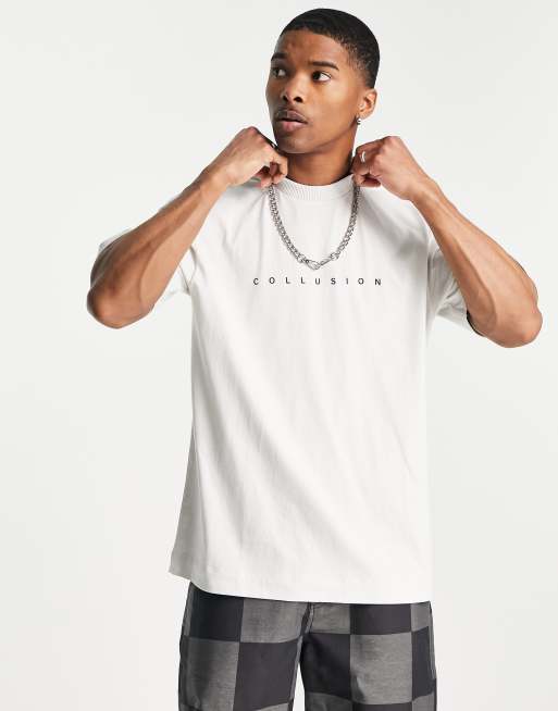 COLLUSION logo t-shirt in light grey | ASOS