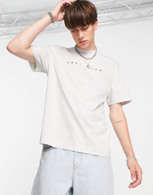 COLLUSION logo t-shirt in light grey | ASOS