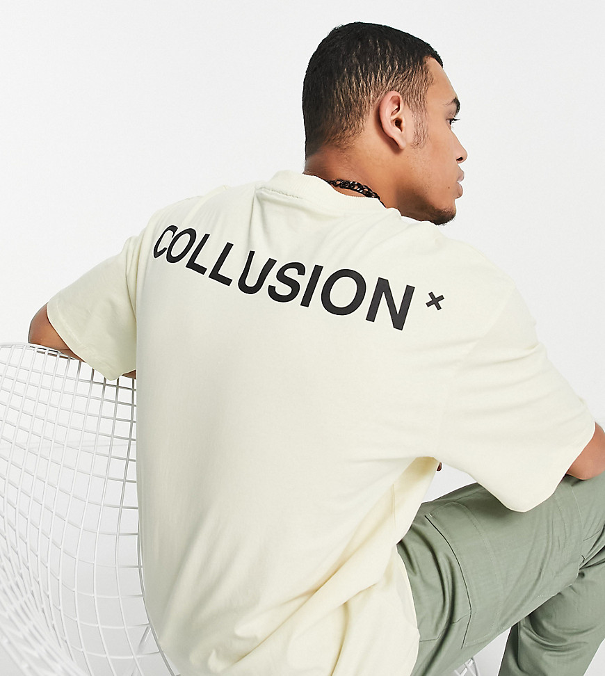 COLLUSION logo t-shirt in light yellow-Green